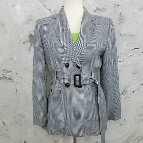 LE SUIT GREY (Black & White) Safari Jacket Blazer - Picture 2 of 9